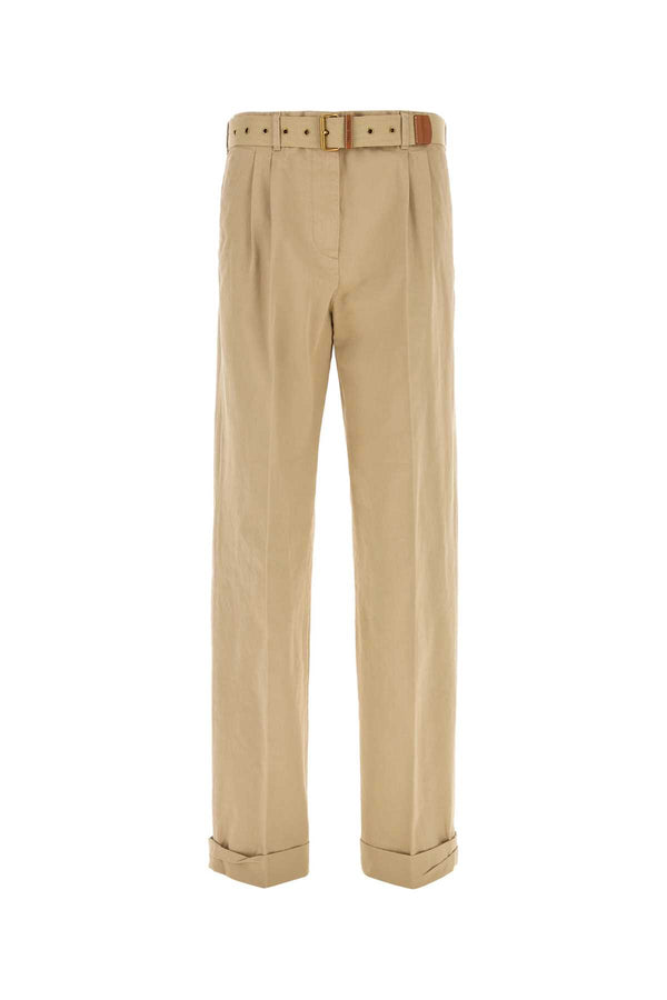 Miu Miu 100% recycled cotton trousers in beige