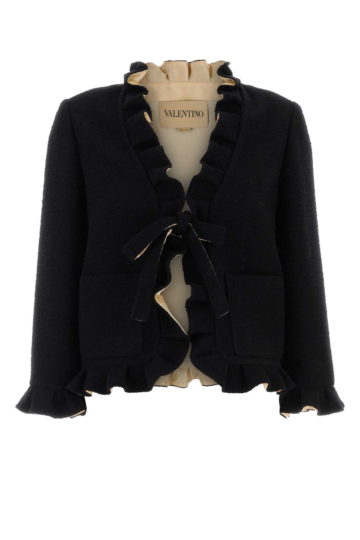 Black Boucle Blazer Nero Exterior: Silk Lining: Giacche E Gilet