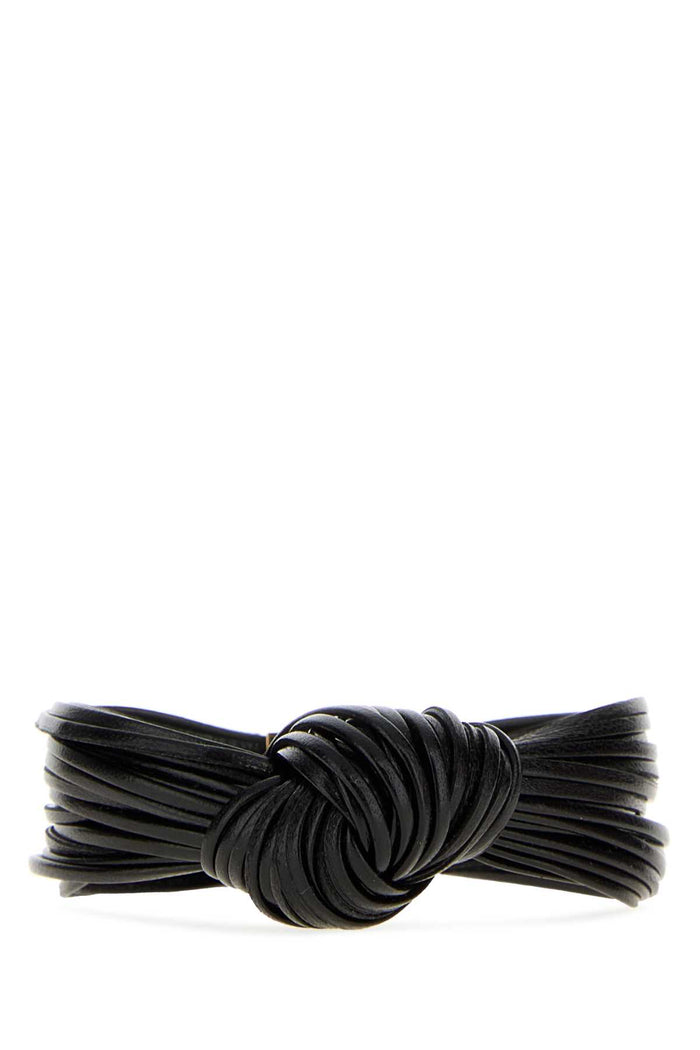 Black Leather Knot Bracelet Nero Bracciali