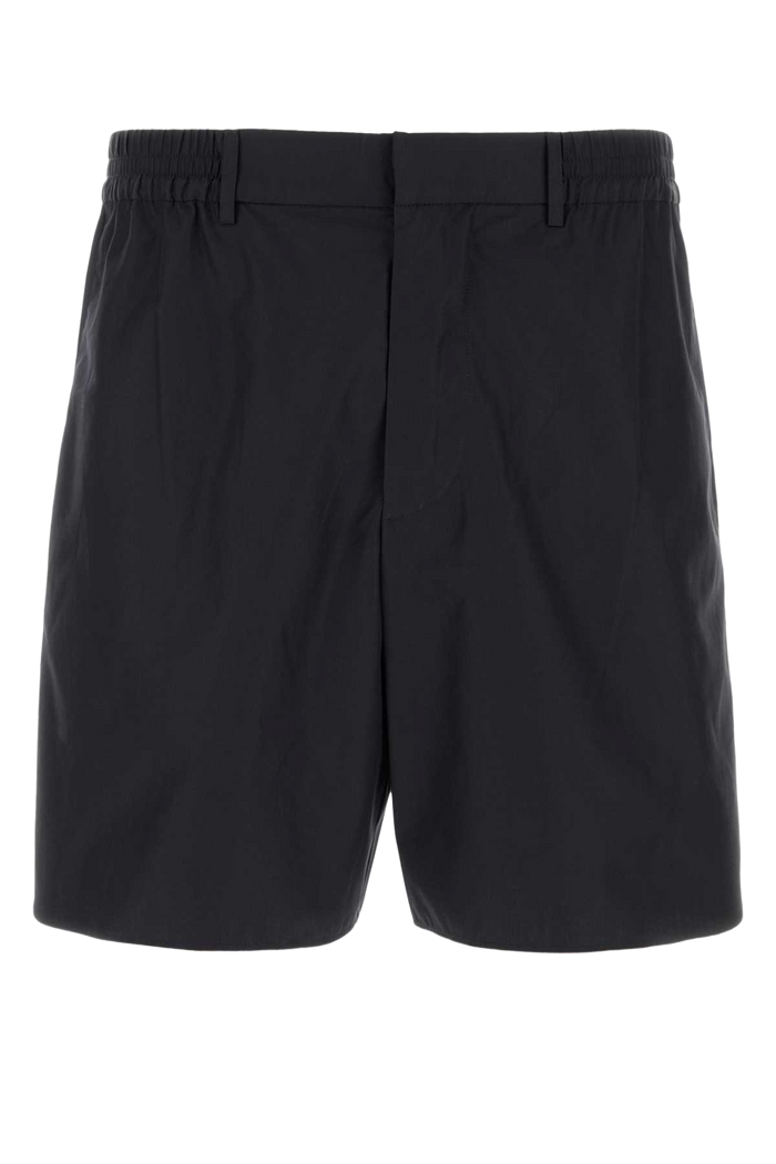 Black Poplin Bermuda Shorts Nero Exterior: Cotton