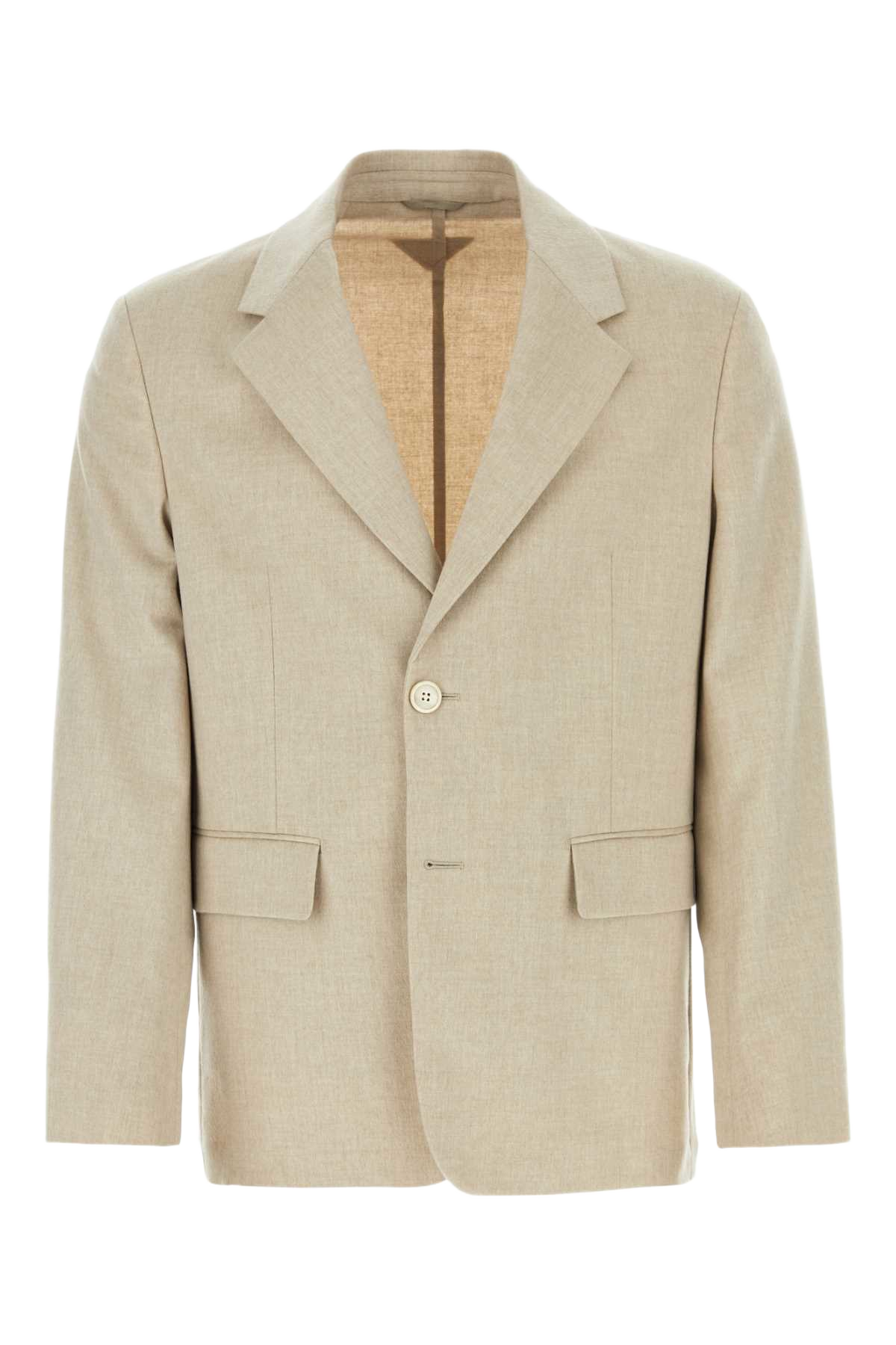 Melange Sand Cashmere Blazer Albino Giacche E Gilet
