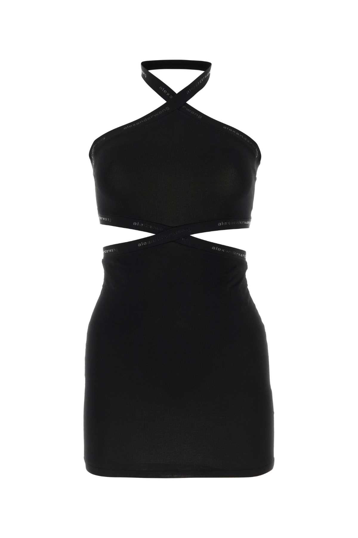 Black Viscose Knit Mini Dress 001 Abiti