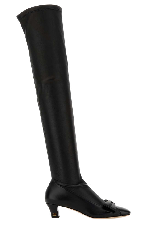 Black Leather Boots Nero Stivali
