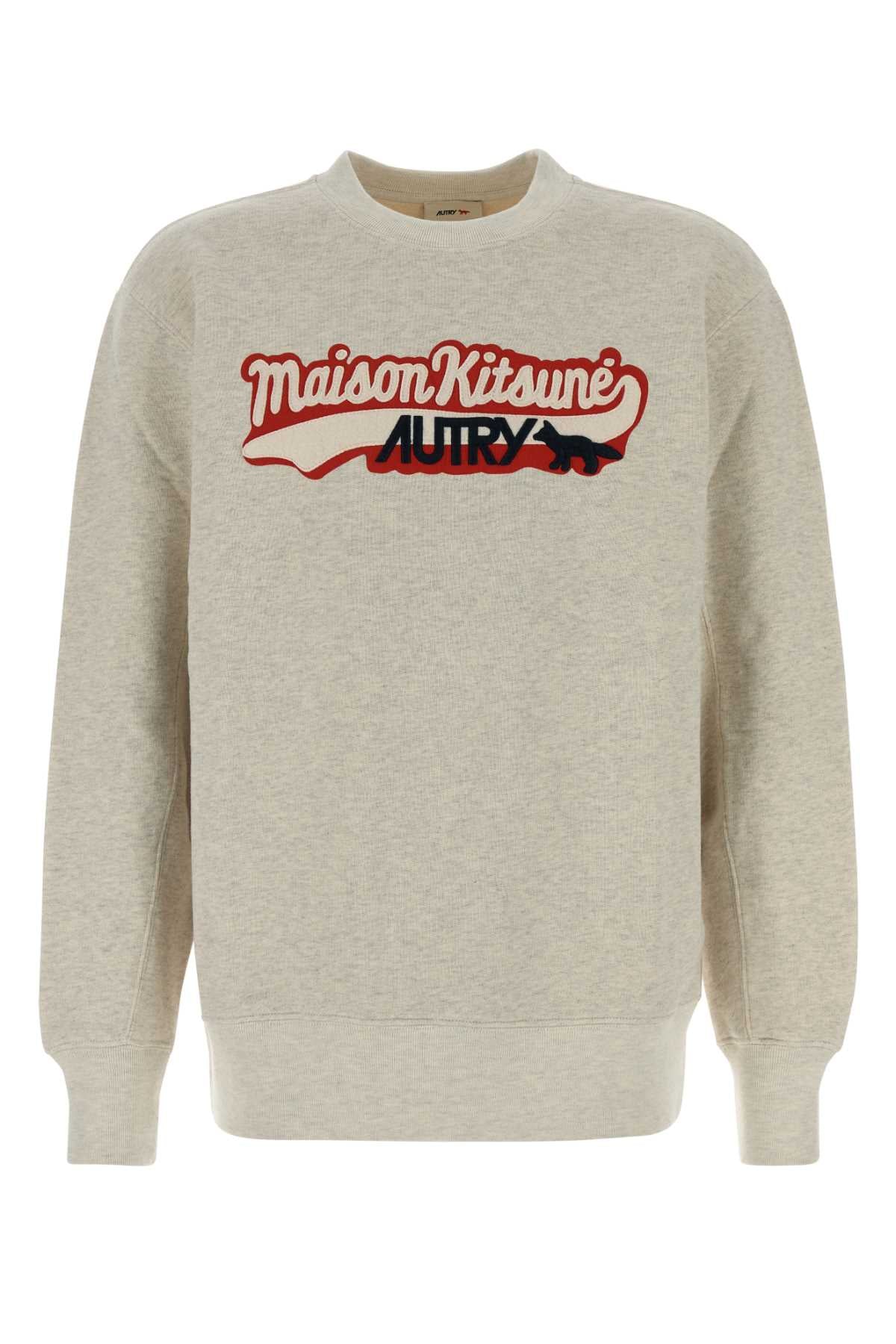 Melange Grey Cotton Autry X Maison Kitsunã© Sweatshirt Mk1m Felpe