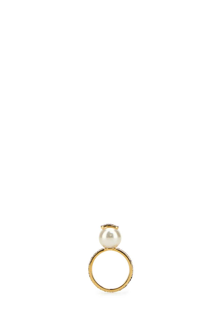 Gold Metal Vlogo Signature Ring Oro18creamcrystalsilvershade Anelli
