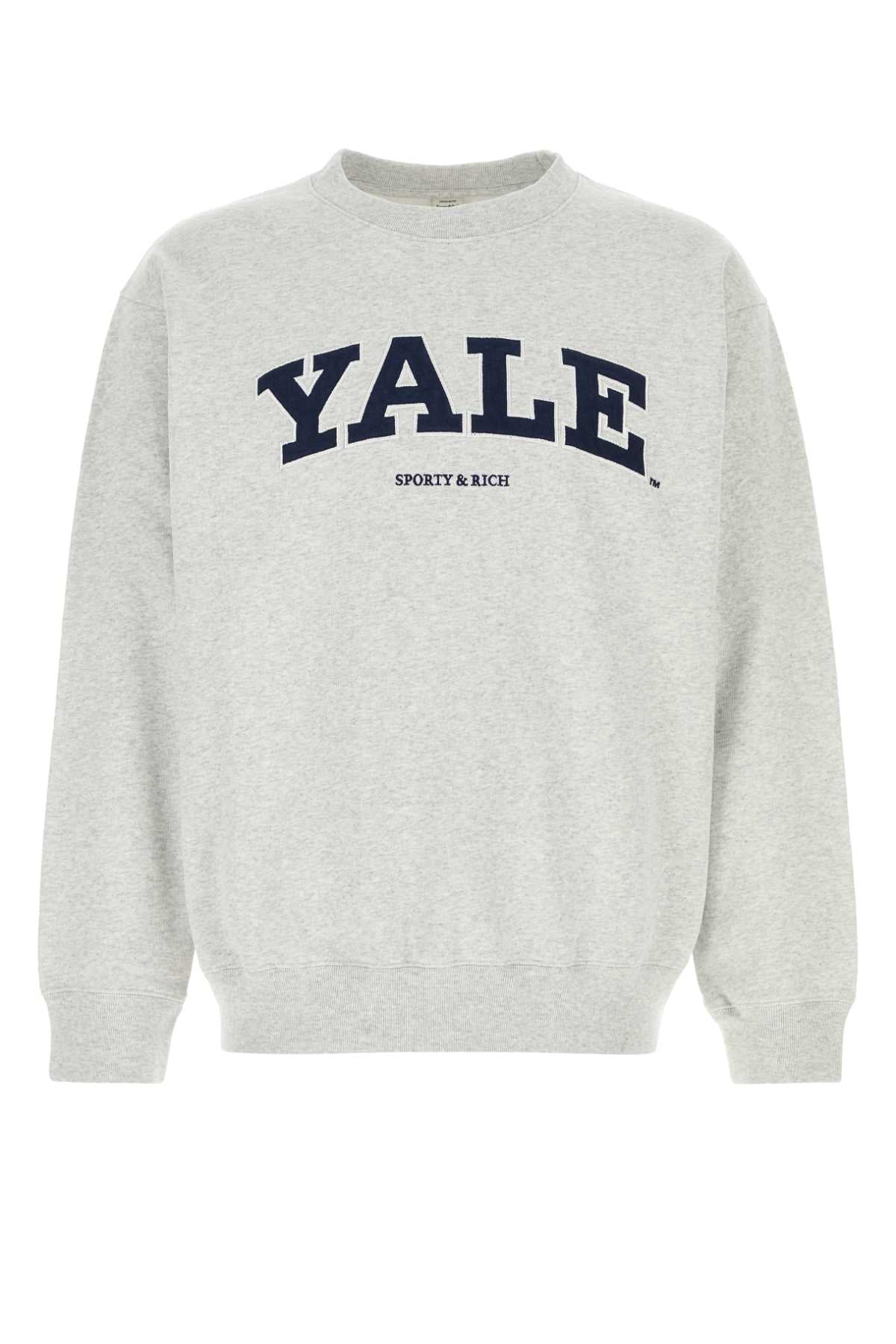 Melange Grey Cotton Sweatshirt Heathergray Exterior: Felpe