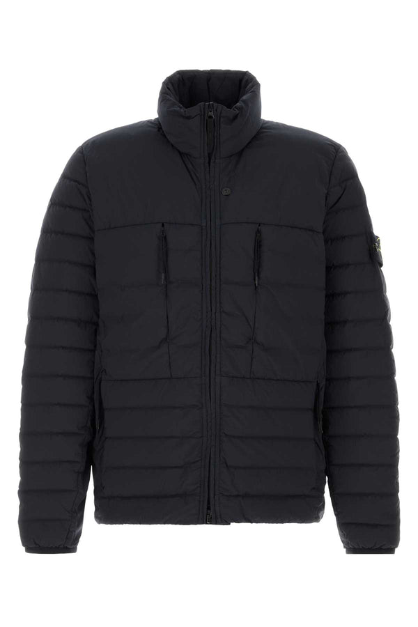 Stone Island Collar: 15% Elastan + 85% Polyamide fibre; Main fabric: 14% Elastan + 86% Polyamide fibre down jacket in navy