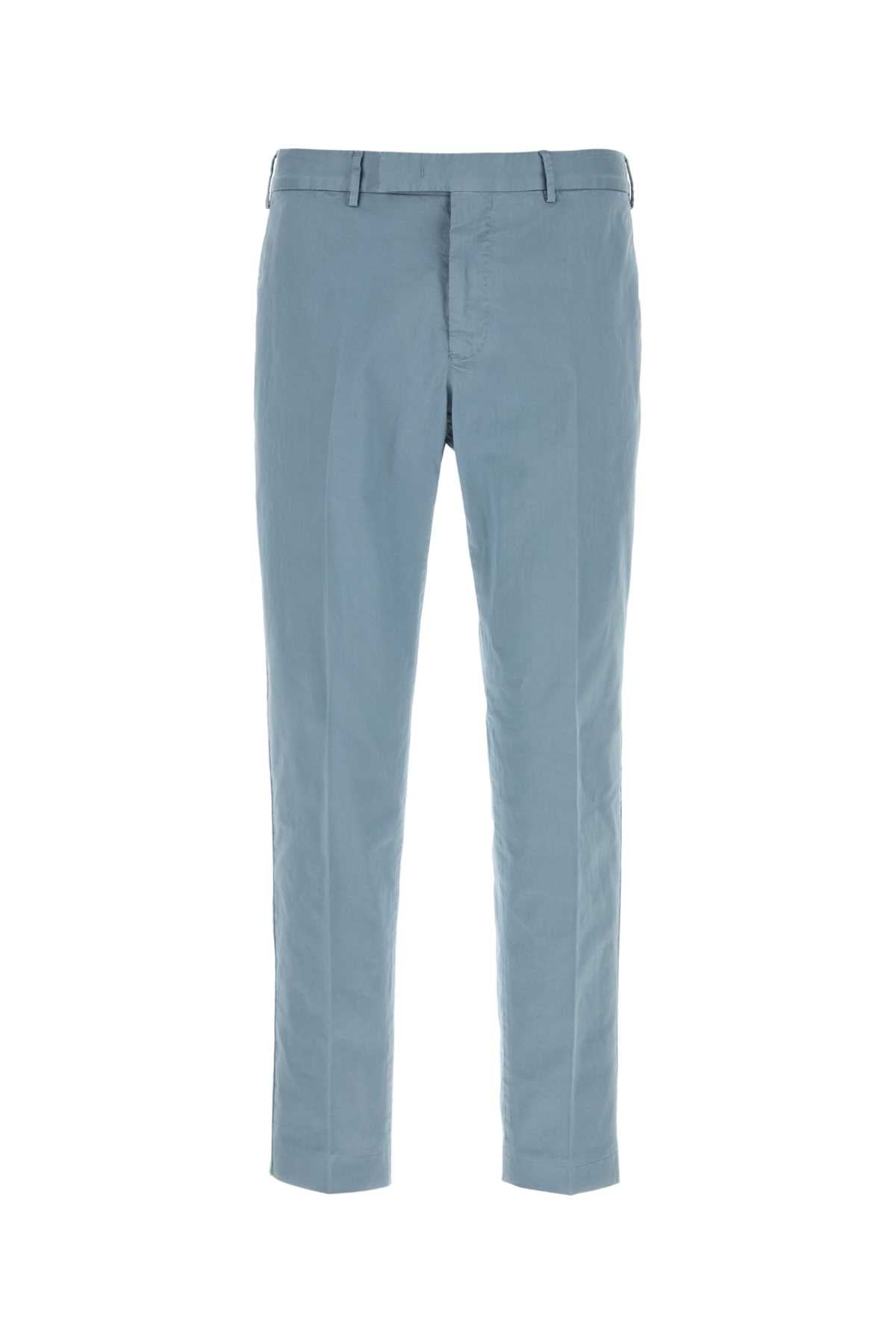 Light-Blue Stretch Cotton Pant Y306 Exterior: Elastane Pantaloni