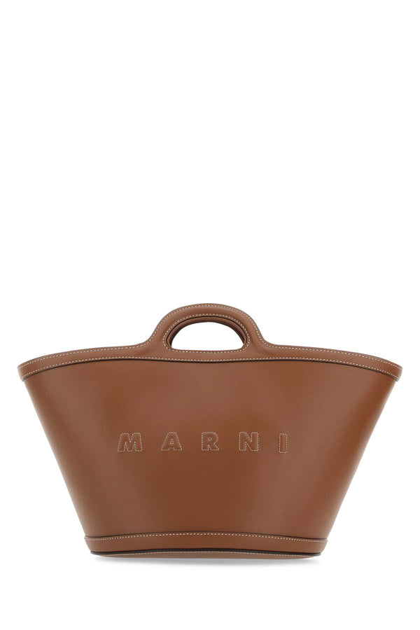 Marni Exterior: 100% Bovine leather. Lining: 100% Cotton top handle bag in brown