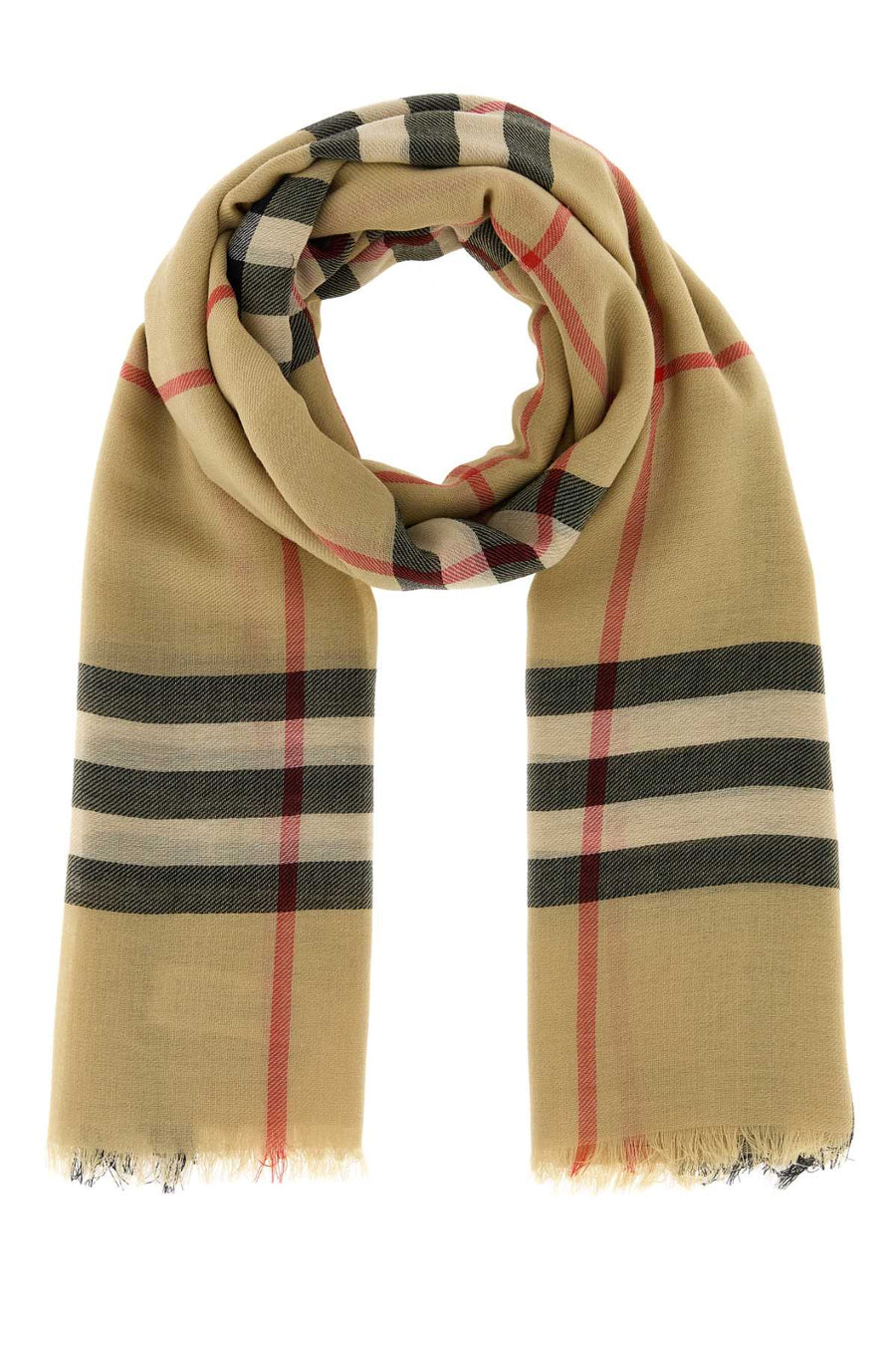 Burberry Lightweight 100% Wool scarf in beige