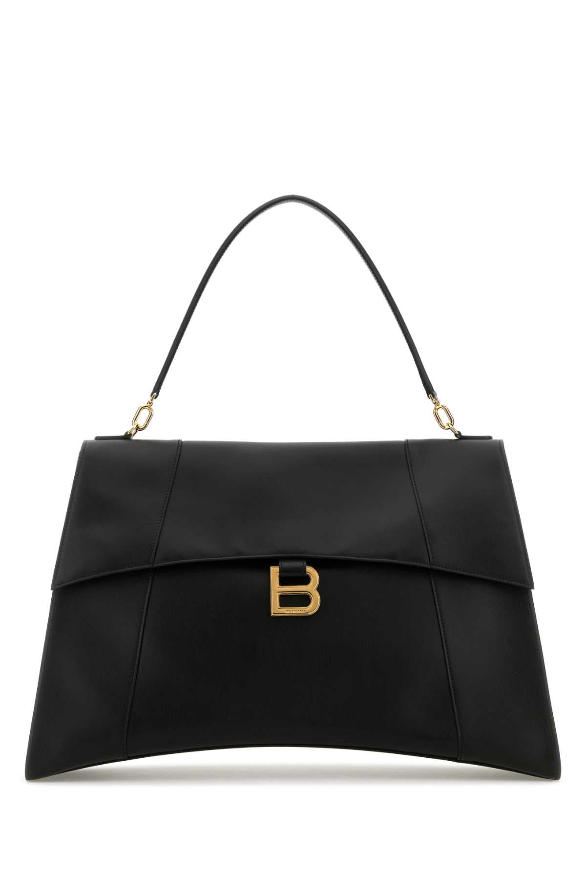 Black Leather Large Hourglass Soft Handbag Borse A Mano