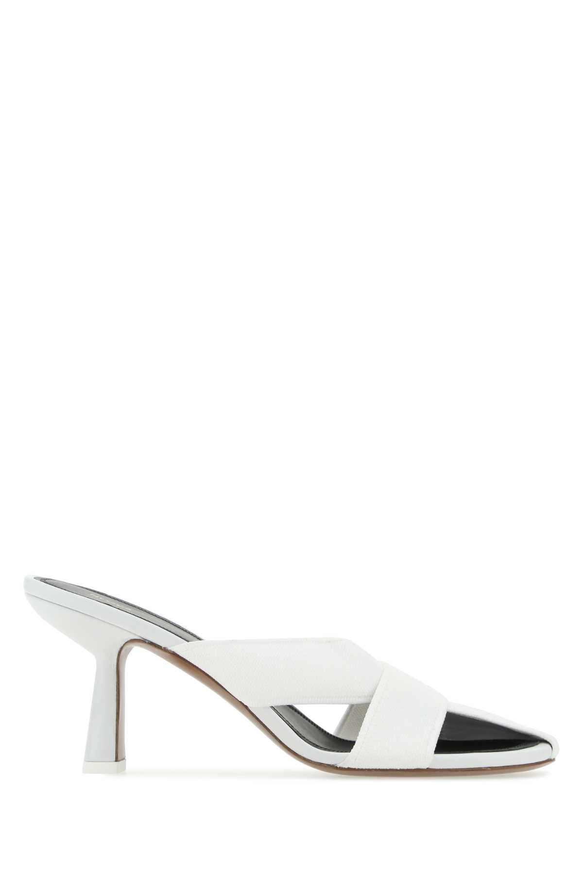 White Fabric Mules Sandali