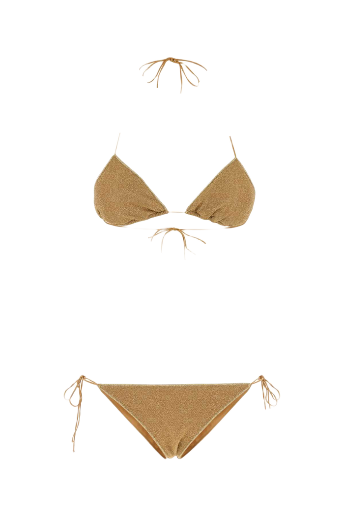Gold Nylon Blend Lumiere Bikini Costumi Da Bagno