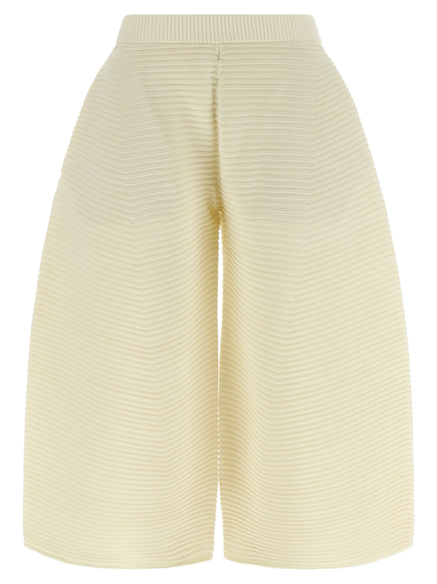 Corrugated Knit Pants White Polyester Nylon Pi