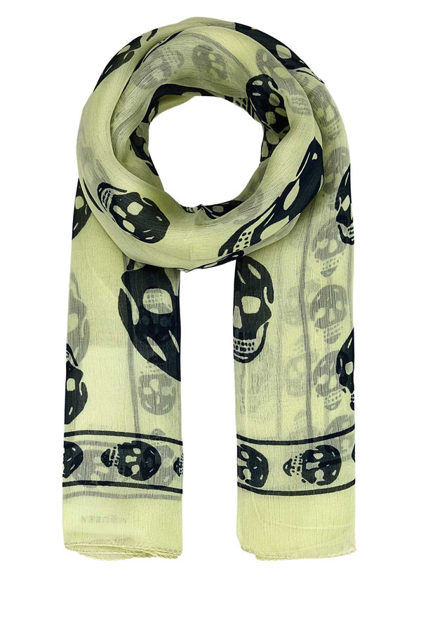 Alexander McQueen Skull Silk scarf in yellow
