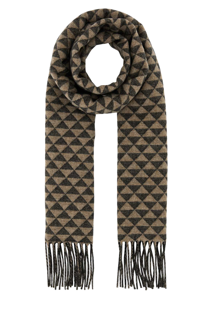 Embroidered Wool Blend Scarf Antracitenoisette Wows Sciarpe E Foulard