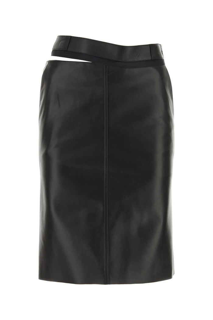 Black Leather Skirt Nero Exterior: Calf Lining: Fabric Gonne