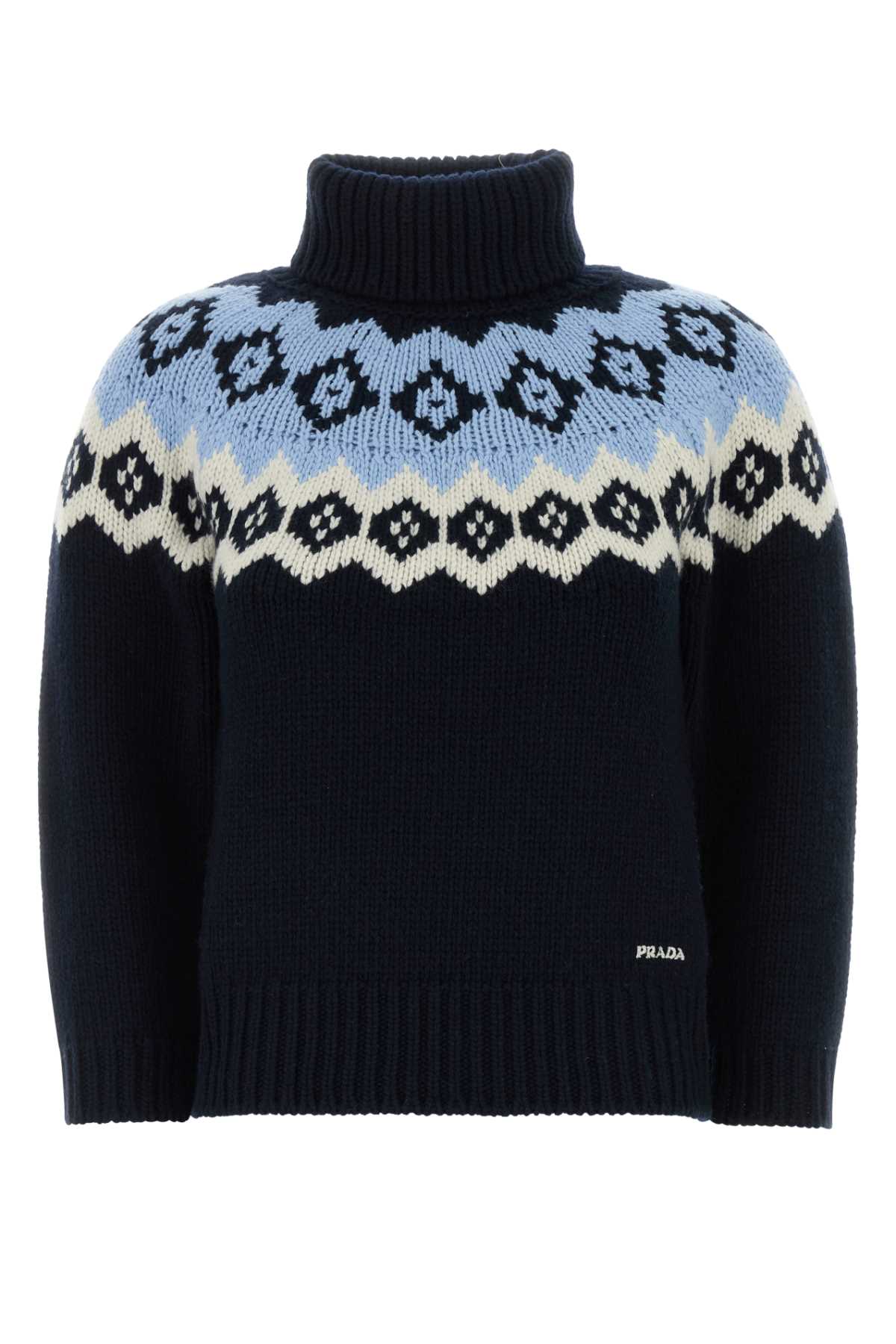 Dark Blue Wool Blend Sweater Blu+naturale Maglieria
