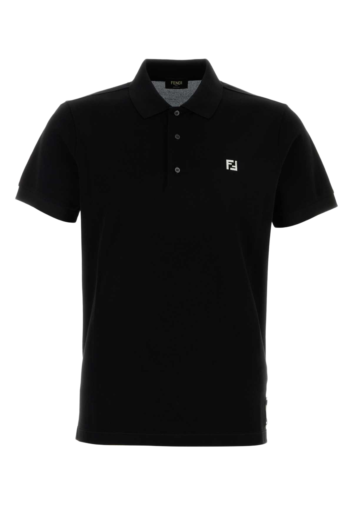 Black Piquet Polo Shirt Nero Exterior: Cotton