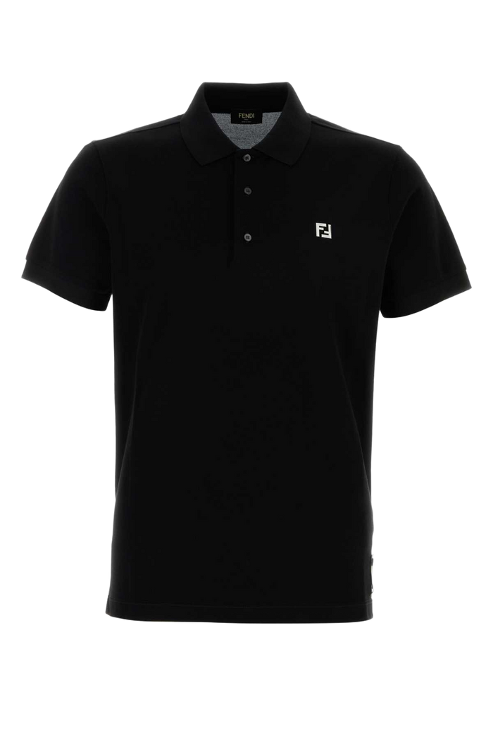 Black Piquet Polo Shirt Nero Exterior: Cotton