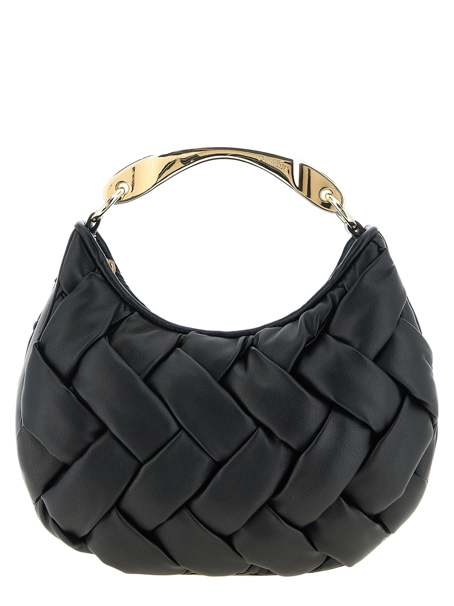 Weaved handbag Black Polyurethane Hand Bags