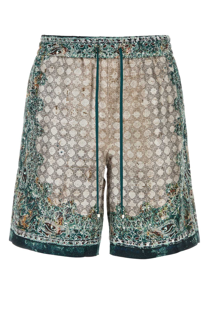Printed Silk Bermuda Shorts Multi Exterior
