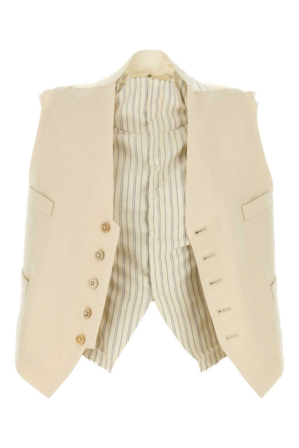 Maison Margiela Exterior: 100% Virgin wool. Lining: 63% Acetate vest in beige