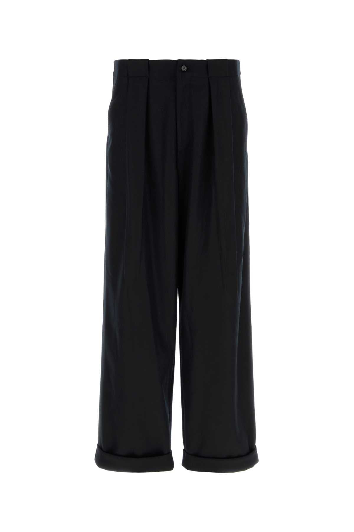 Black Wool Wide-Leg Pant Nero Exterior: Virgin Pantaloni