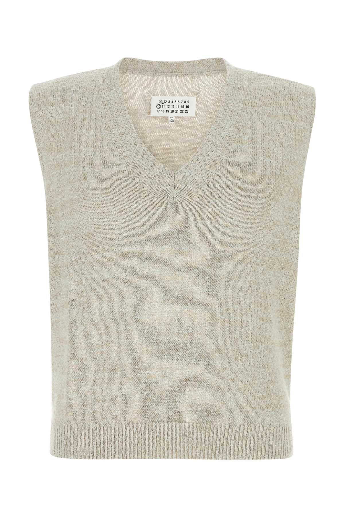 Melange Grey Cotton Blend Vest Blue Maglieria