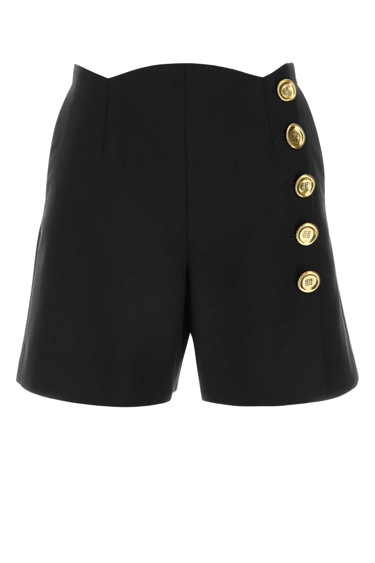 Black Wool Blend Shorts Exterior: Mohair