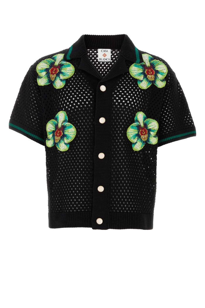 Black Crochet Shirt Glitchorchid Exterior: Cotton Camicie