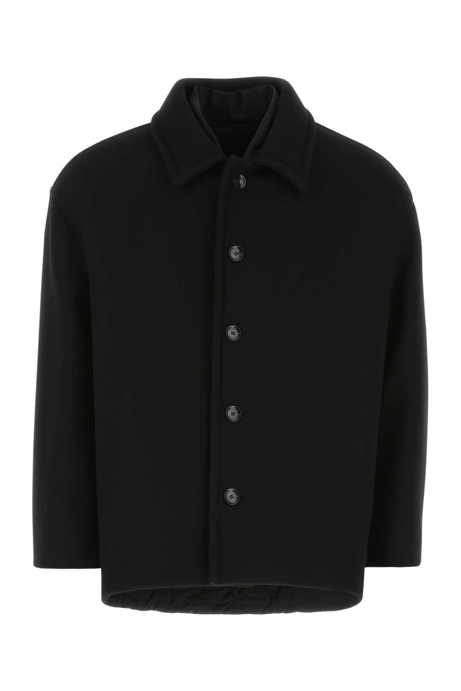 Valentino Garavani Exterior: 73% Virgin wool 27% Nylon. Lining: 100% Nylon coat in black