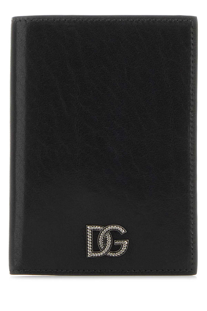 Black Leather Passport Holder Nero Vitello Portafogli