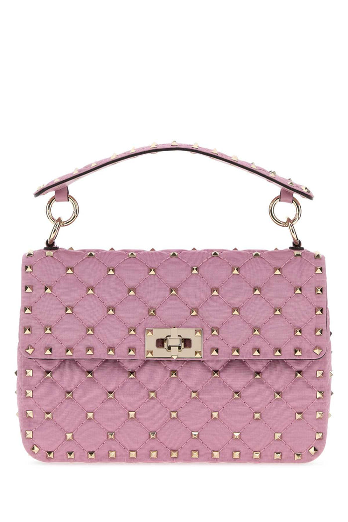 Pink Fabric Rockstud Handbag Rhododendron Borse A Mano