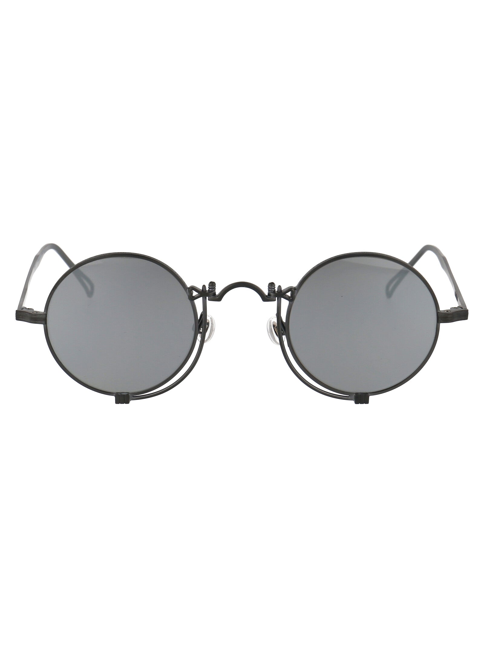 Matte Black Silver Mirror Metal Sunglasses