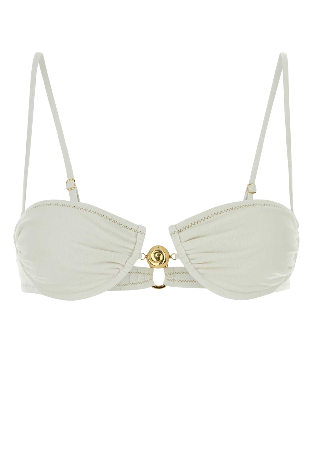 White Stretch Jersey Hammond 2.0 Bikini Top Whitesuede Costumi Da Bagno