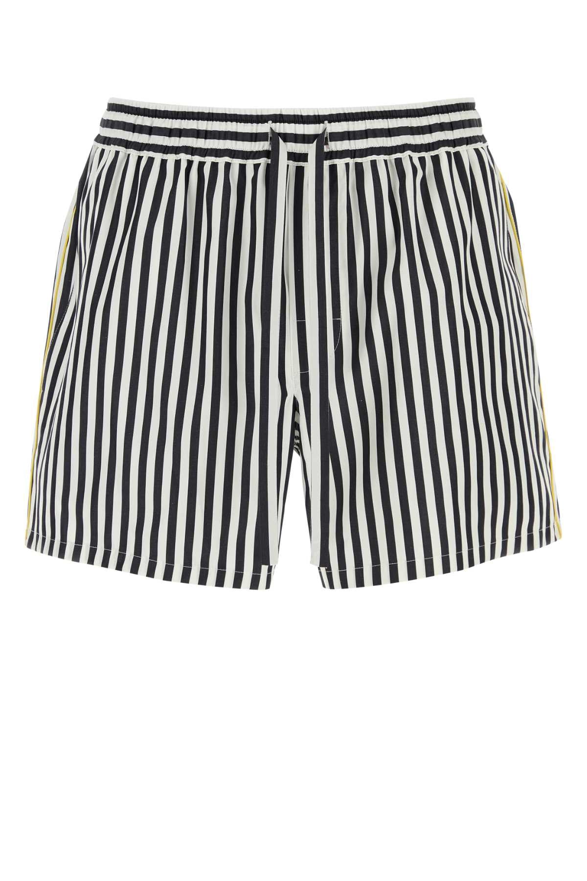 Embroidered Poplin Bermuda Shorts Rigato Exterior: Cotton Silk Pantaloni