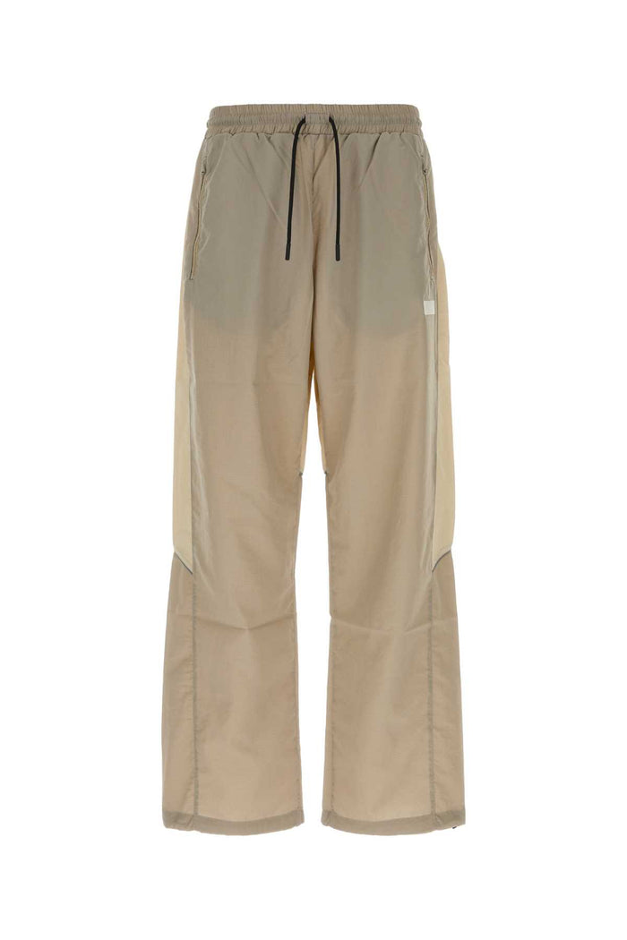 Two-Tone Stretch Nylon Joggers Beigeiv Exterior: Elastan Pantaloni
