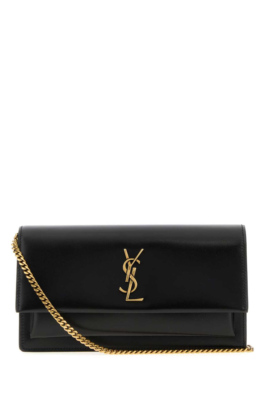 Saint Laurent Sunset Exterior: 100% Lamb clutch in black