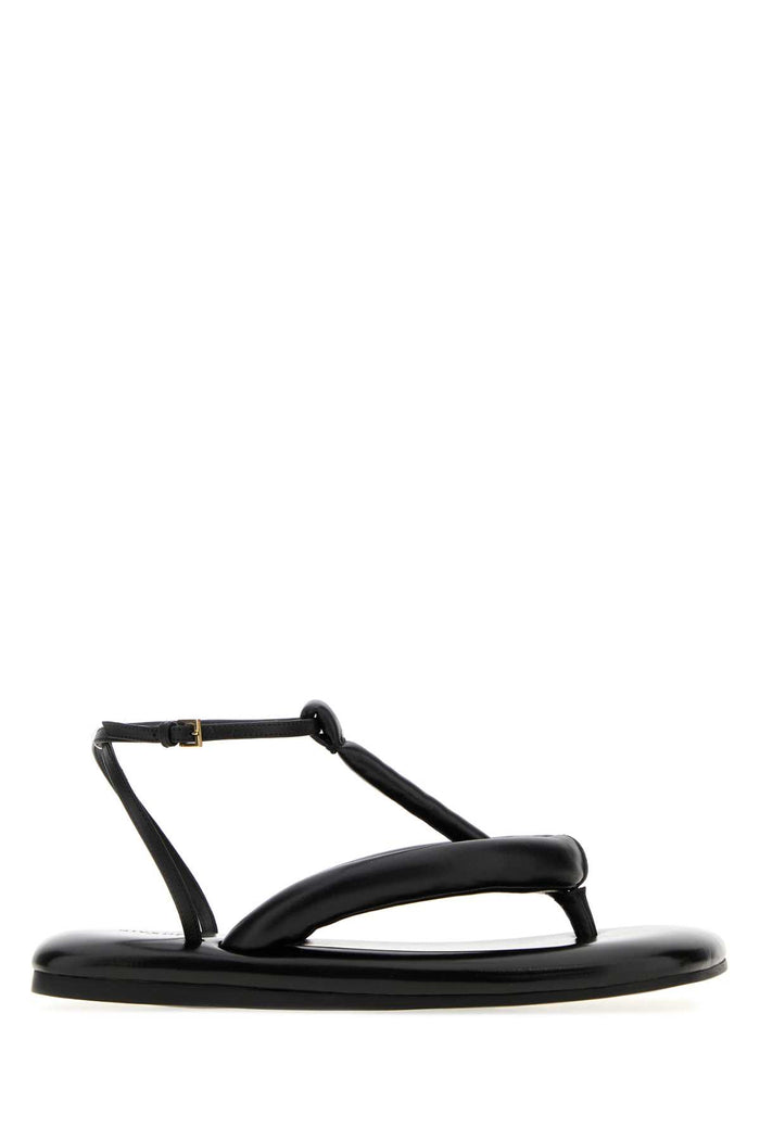 Black Leather Boudoir Thong Sandals Sandali