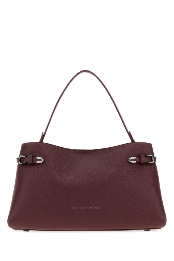 Brunello Cucinelli 100% Scottish Red Deer Leather shoulder bag in purple