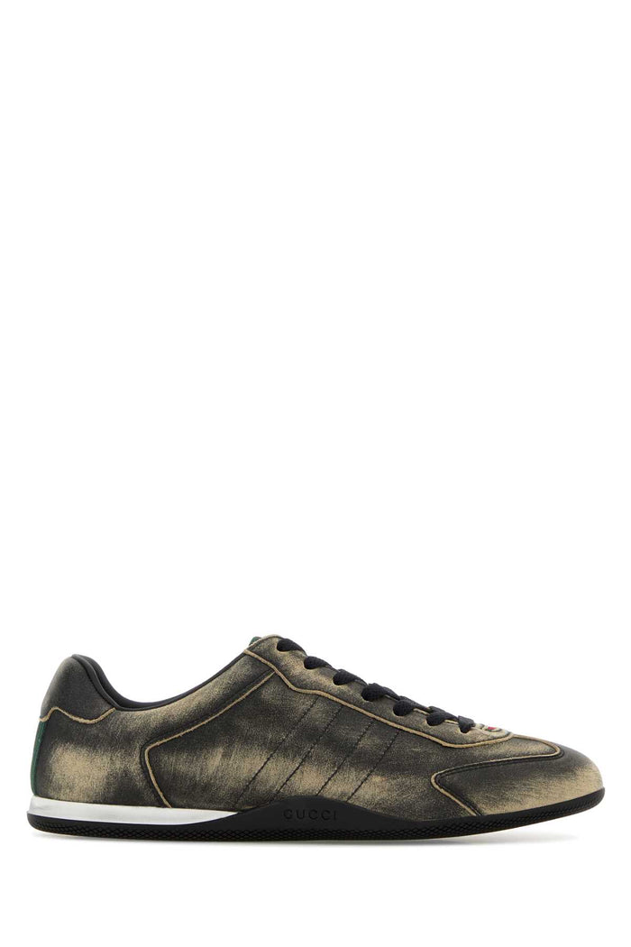 Black Leather Gucci Shift Sneakers Blackvrvvrv Calf Skin