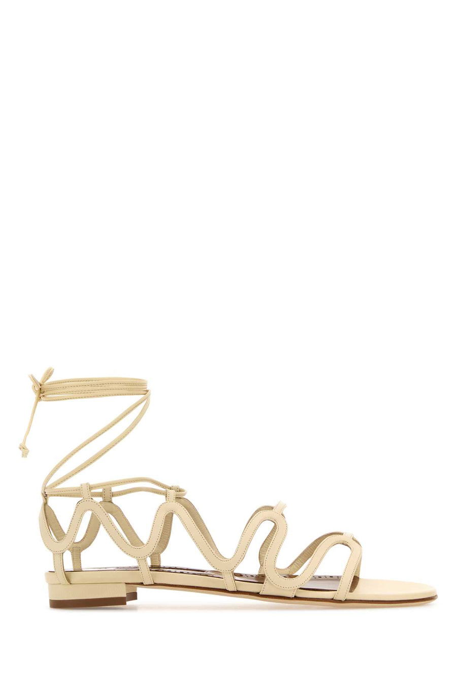 Manolo Blahnik Lcrm Exterior: 100% Leather sandal in beige