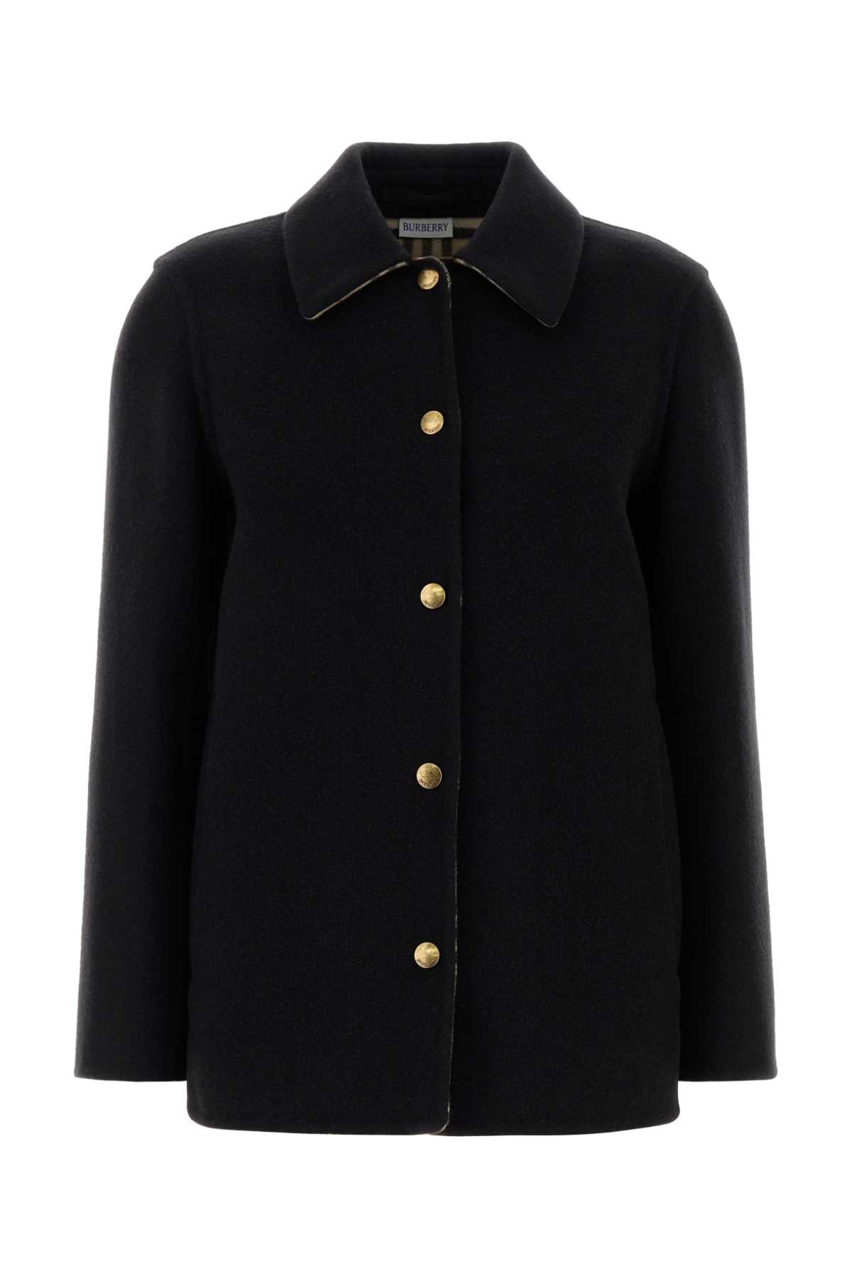 Black Wool Oversize Shirt Blacksandipcheck Exterior: Camicie