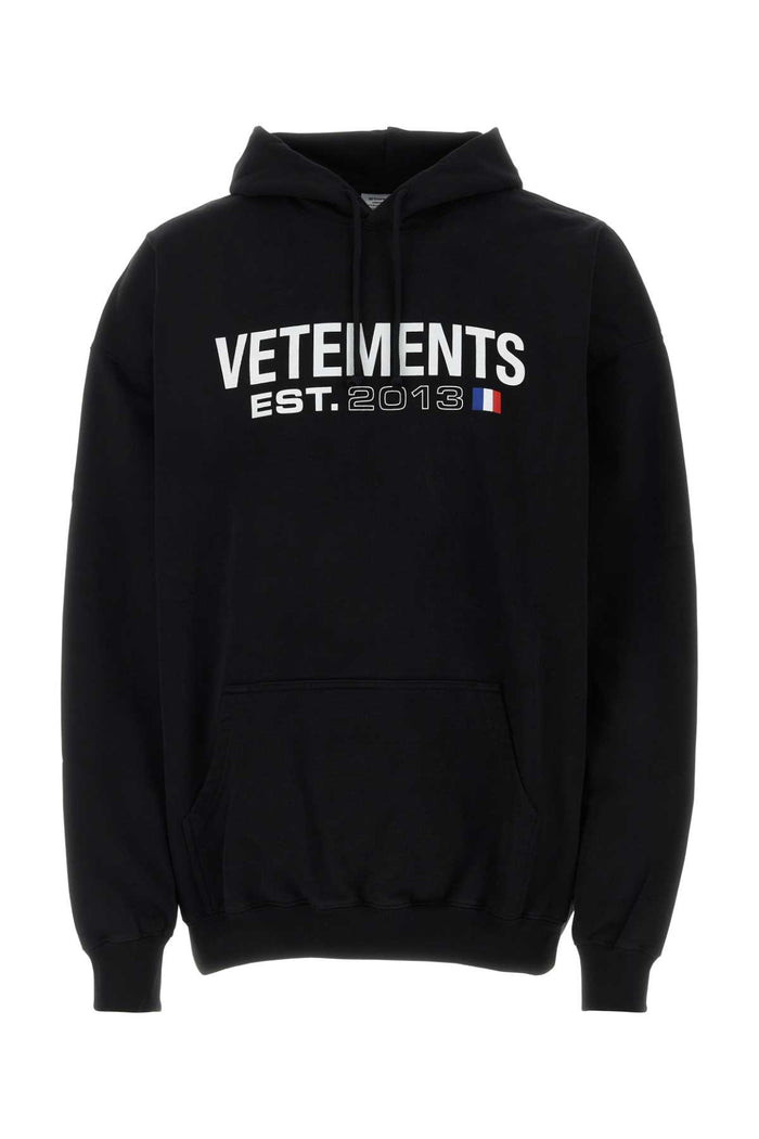 Black Cotton Blend Oversize Sweatshirt Exterior: Polyester Felpe