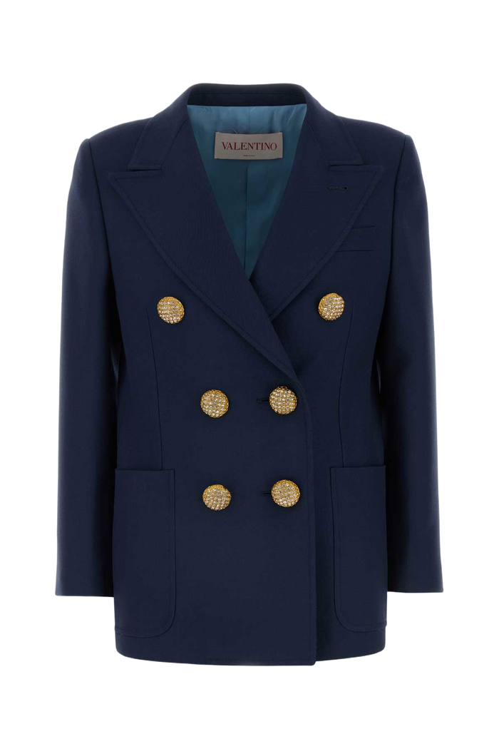 Navy Blue Wool Blazer Indaco Giacche E Gilet