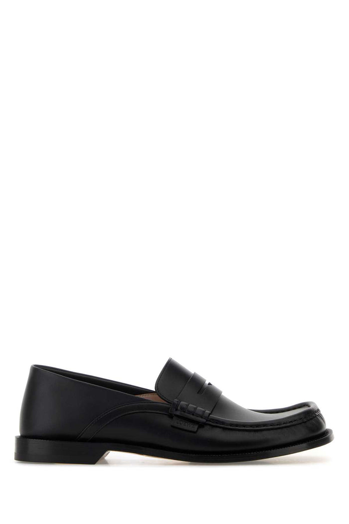 Black Leather Campo Flap Loafers Mocassini