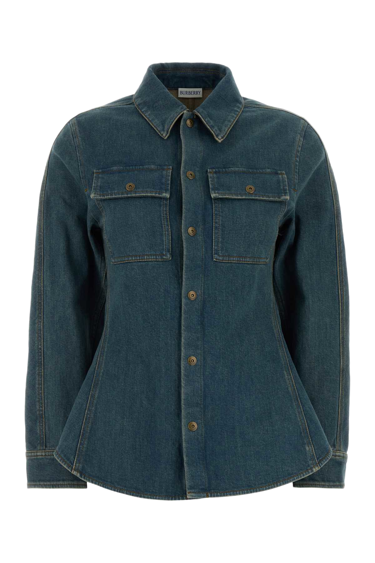 Stretch Denim Shirt Midblue Exterior: Cotton Elastane Camicie