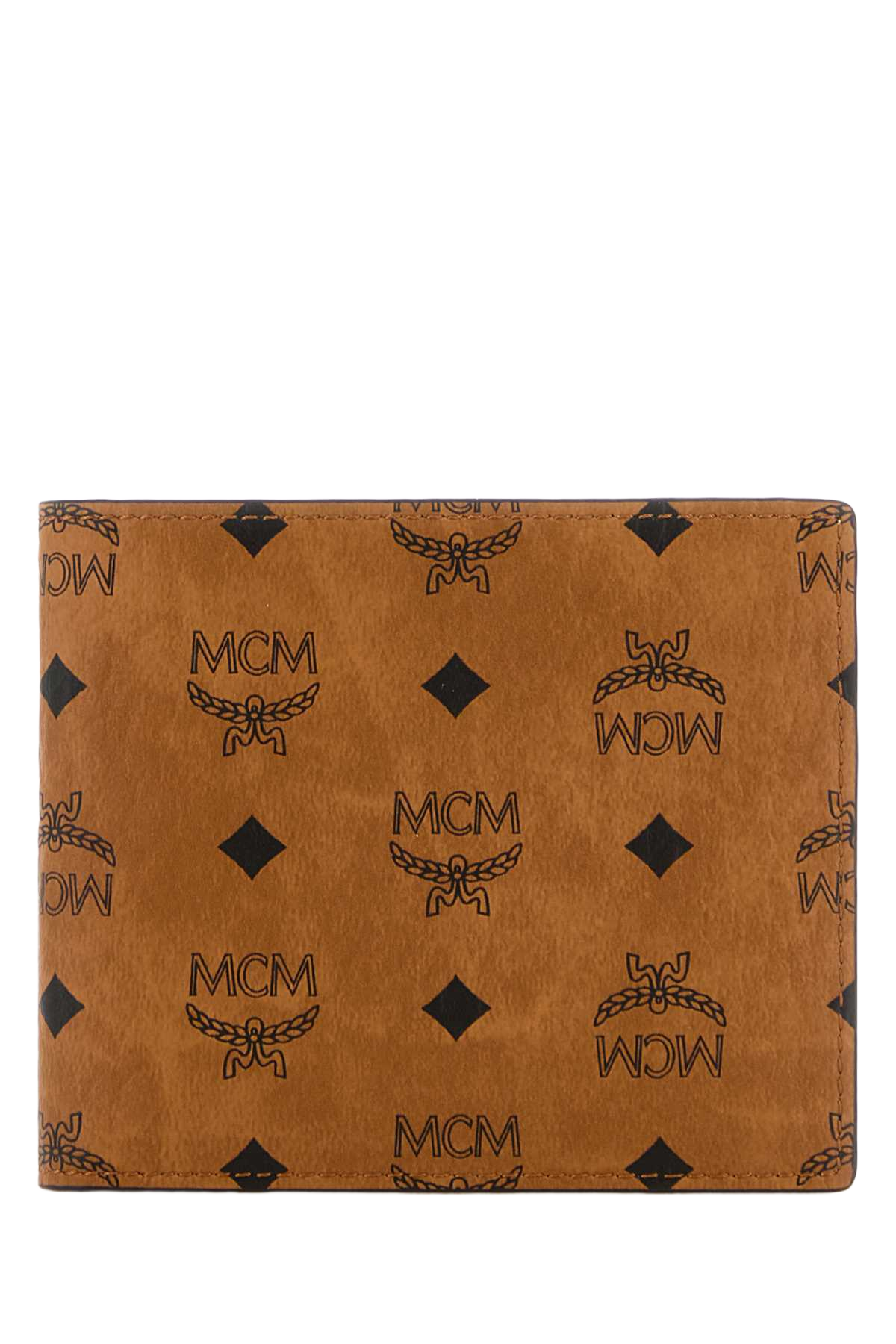 Printed Canvas Wallet Cognac Exterior: Fabric Portafogli