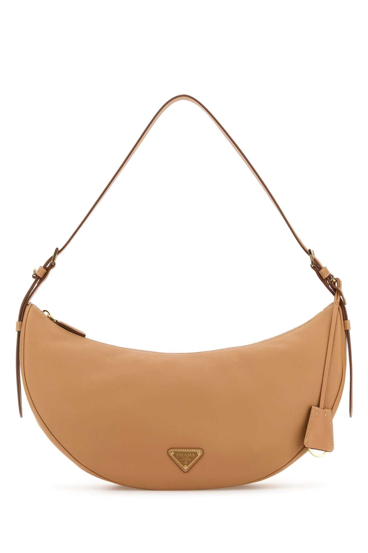 Peach Leather Large Prada Demi-Lune Crossbody Bag Naturale Calfleather Borse A Mano